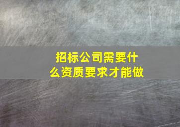 招标公司需要什么资质要求才能做