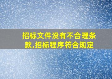 招标文件没有不合理条款,招标程序符合规定