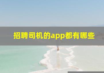 招聘司机的app都有哪些