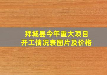 拜城县今年重大项目开工情况表图片及价格