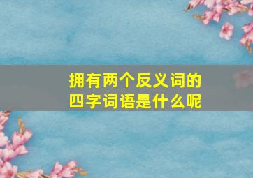 拥有两个反义词的四字词语是什么呢