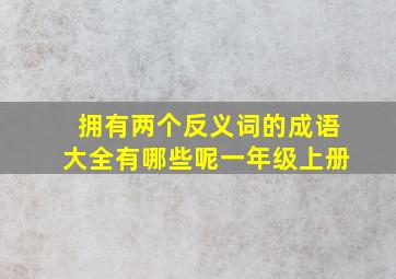 拥有两个反义词的成语大全有哪些呢一年级上册