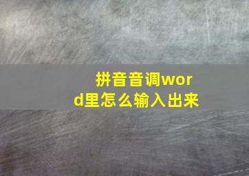 拼音音调word里怎么输入出来