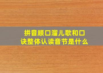 拼音顺口溜儿歌和口诀整体认读音节是什么