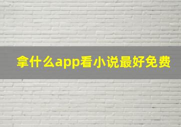 拿什么app看小说最好免费