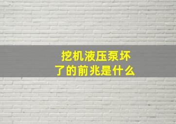 挖机液压泵坏了的前兆是什么