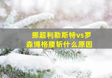 挪超利勒斯特vs罗森博格腰斩什么原因