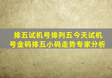 排五试机号排列五今天试机号金码排五小码走势专家分析