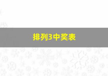 排列3中奖表