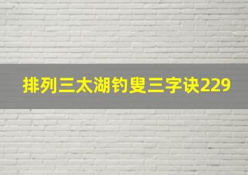 排列三太湖钓叟三字诀229