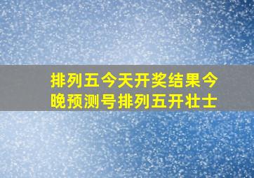 排列五今天开奖结果今晚预测号排列五开壮士