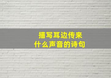 描写耳边传来什么声音的诗句