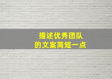 描述优秀团队的文案简短一点