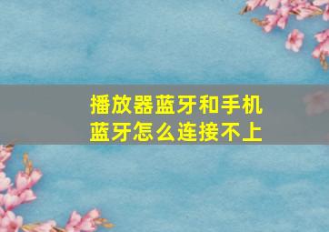 播放器蓝牙和手机蓝牙怎么连接不上