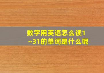 数字用英语怎么读1~31的单词是什么呢