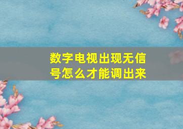 数字电视出现无信号怎么才能调出来