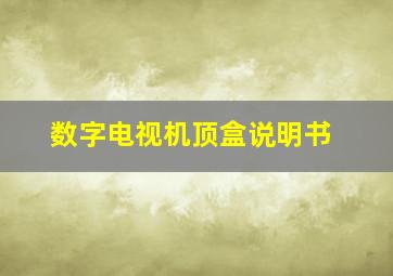 数字电视机顶盒说明书