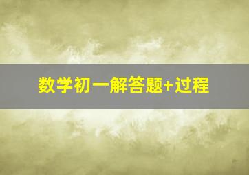 数学初一解答题+过程