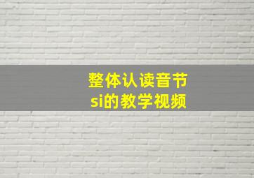 整体认读音节si的教学视频