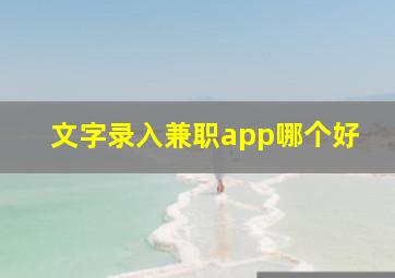 文字录入兼职app哪个好