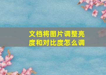 文档将图片调整亮度和对比度怎么调