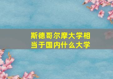 斯德哥尔摩大学相当于国内什么大学