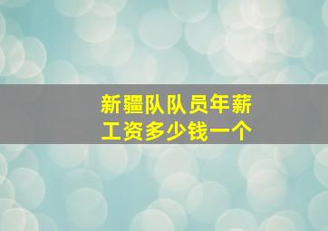 新疆队队员年薪工资多少钱一个