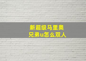 新超级马里奥兄弟u怎么双人