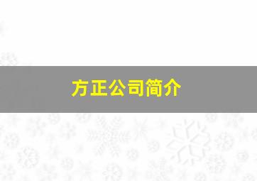 方正公司简介