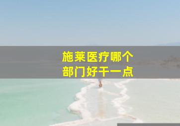 施莱医疗哪个部门好干一点