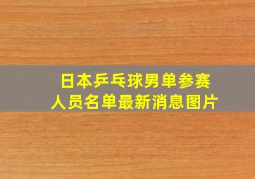 日本乒乓球男单参赛人员名单最新消息图片