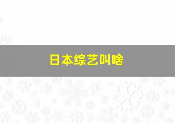 日本综艺叫啥