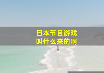 日本节目游戏叫什么来的啊