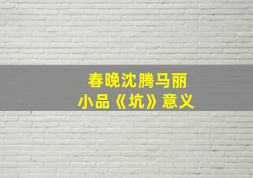 春晚沈腾马丽小品《坑》意义