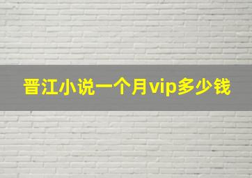 晋江小说一个月vip多少钱