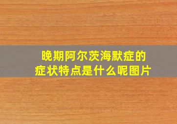 晚期阿尔茨海默症的症状特点是什么呢图片