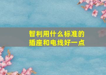 智利用什么标准的插座和电线好一点