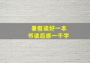 暑假读好一本书读后感一千字