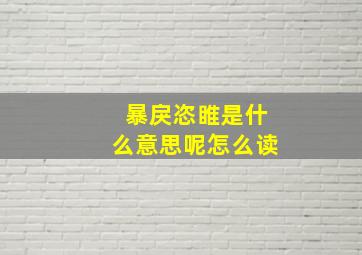 暴戾恣睢是什么意思呢怎么读