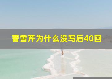 曹雪芹为什么没写后40回