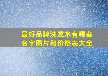 最好品牌洗发水有哪些名字图片和价格表大全