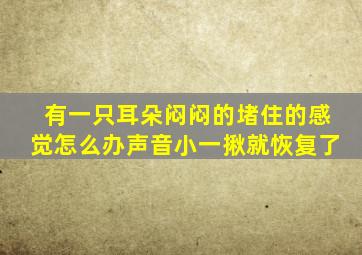 有一只耳朵闷闷的堵住的感觉怎么办声音小一揪就恢复了