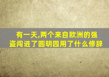 有一天,两个来自欧洲的强盗闯进了圆明园用了什么修辞