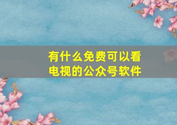 有什么免费可以看电视的公众号软件