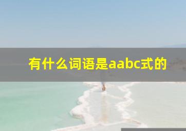 有什么词语是aabc式的