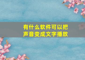 有什么软件可以把声音变成文字播放