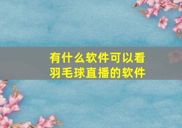 有什么软件可以看羽毛球直播的软件