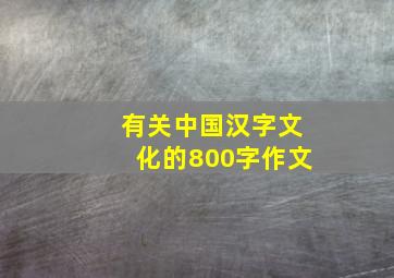 有关中国汉字文化的800字作文