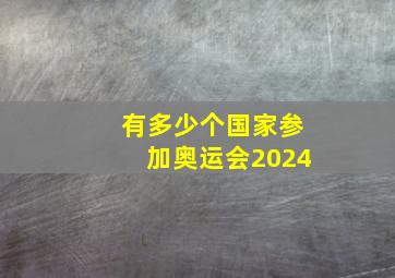 有多少个国家参加奥运会2024