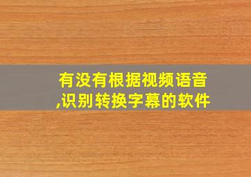 有没有根据视频语音,识别转换字幕的软件